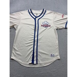 Texas Rangers Cooperstown Collection Baseball Jersey Cream Blue Mens L NO Player
